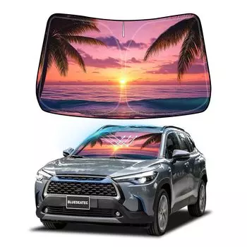 BLUESEATEC Солнцезащитный экран на лобовое стекло, совместимый с Toyota Corolla Cross 10 серии, для внедорожников, защита от УФ-лучей, не требуются присоски, затемнение для сна в машине