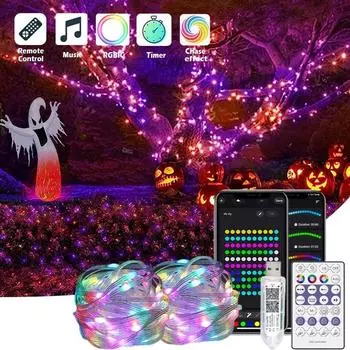Bluetooth 20M 200LED разноцветные огни для рождественской елки с дистанционным управлением Dreamcolor меняющиеся огни Хэллоуин USB 5V светодиодные огни 5m