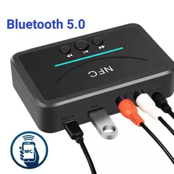 Bluetooth 5.0 аудио приемник NFC U Disk 3.5 мм AUX RCA USB стерео музыкальный беспроводной адаптер с микрофоном для автомобильного комплекта усилителя динамика