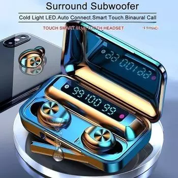 Bluetooth 5.0 CVC8.0 Шумоподавление Стерео Беспроводная Bluetooth-гарнитура TWS 1200mAh чёрный