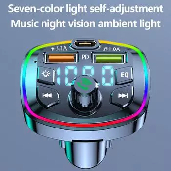 Bluetooth 5.0 FM-передатчик Автомобильный MP3-плеер Беспроводной Hands-Free аудиоприемник Автомобильное радио Двойное USB-зарядное устройство для быстрой зарядки