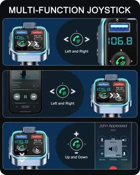 Bluetooth 5.0 FM-передатчик беспроводной радиоадаптер автомобильный комплект с Type-C PD 20 Вт QC3.0 быстрое зарядное устройство поддерживает U Disk Color Light