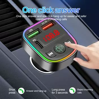 Bluetooth 5.0 FM-передатчик Handsfree автомобильный радиомодулятор RGB PD Type C 2 USB зарядное устройство для телефона TF карта и U-диск AUX Mp3 музыкальный комплект