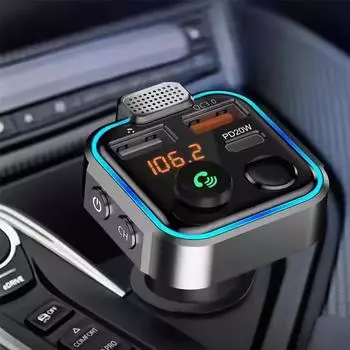 Bluetooth 5.0 FM-передатчик прикуривателя Радио Музыкальный адаптер Зарядное устройство Поддержка Hands-Free Siri Assistant для автомобиля