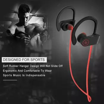 Bluetooth 5.0 спортивные наушники многофункциональные шумоподавляющие HiFi стерео звук беспроводные наушники для бега красные