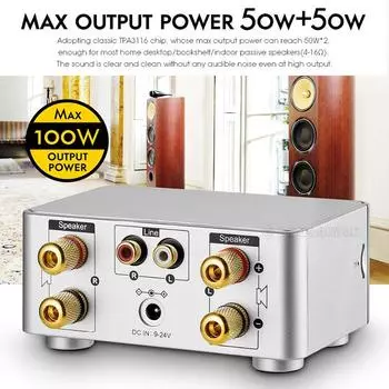 Bluetooth 5.0 Усилитель мощности USB Мини Музыкальный Плеер Стерео Домашний Автомобильный Аудио Усилитель чёрный