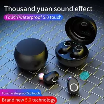 Bluetooth 5.0 внутриканальные беспроводные наушники с мощными басами спортивные наушники с зарядным устройством чёрный