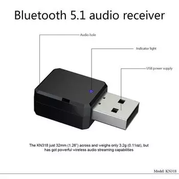 Bluetooth 5.1 автомобильный комплект беспроводной музыки 3,5 мм Aux USB питание аудио приемник адаптер авто Bluetooth стерео для автомобильного радио Mp3 ПК чёрный