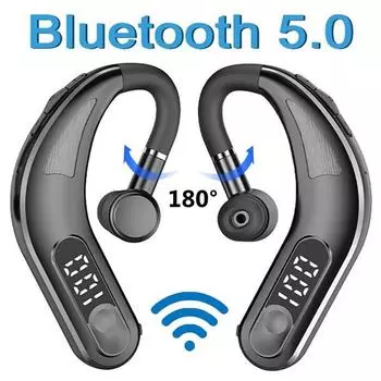 Bluetooth 5.1 наушники с одним ухом, деловые спортивные наушники с супер длинным режимом ожидания, беспроводные наушники с цифровым дисплеем