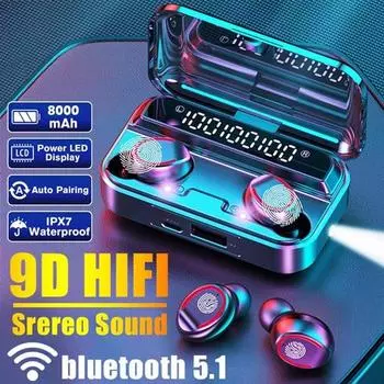 Bluetooth 5.1Гарнитура Беспроводные наушники Мини-наушники Стереонаушники чёрный