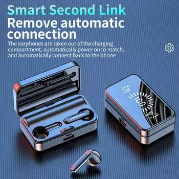 Bluetooth 5.2 Беспроводные наушники HiFi 3D стерео спортивные водонепроницаемые наушники с микрофоном Светодиодная гарнитура с сенсорным управлением чёрный