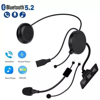 Bluetooth 5,2 гарнитура для мотоциклетного шлема, беспроводная громкая связь, стерео музыкальный плеер, наушники с шумоподавлением и микрофоном