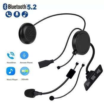 Bluetooth 5,2 гарнитура для мотоциклетного шлема, беспроводная громкая связь, стерео музыкальный плеер, наушники с шумоподавлением и микрофоном