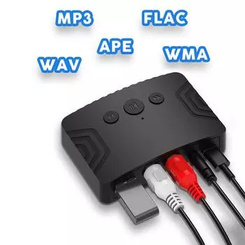 Bluetooth 5.3 аудио приемник 3D стерео музыка беспроводной адаптер R/L RCA 3.5 мм AUX разъем для автомобильных проводных динамиков наушников