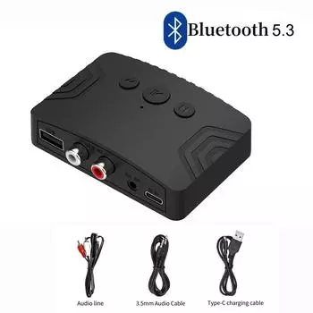 Bluetooth 5.3 аудио приемник беспроводной аудио адаптер тип C с AUX 3.5 мм RCA оптический разъем поддержка U-диск для ТВ ПК колонки автомобиль