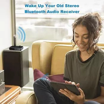 Bluetooth 5.3 аудио приемник беспроводной поддержки U-диск аудио адаптер с Aux 3.5 мм RCA оптический разъем для автомобиля ТВ ПК колонки чёрный