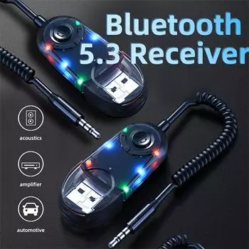Bluetooth 5.3 Автомобильный FM-передатчик Aux-адаптер Беспроводной Bluetooth-приемник Комплект громкой связи для автомобильного BT-передатчика со слотом для карты TF