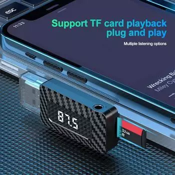 Bluetooth 5.3 Автомобильный передатчик приемник громкой связи автомобильный комплект со светодиодным дисплеем USB питание беспроводной аудиоадаптер поддержка TF карты