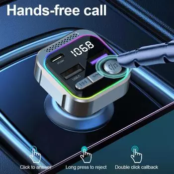 Bluetooth 5.3 FM-передатчик PD 30 Вт и быстрое зарядное устройство QC3.0 Hands Free Bluetooth автомобильный адаптер Hi-Fi Mp3 музыка Чистый вызов автомобильный комплект чёрный