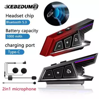 Bluetooth 5,3 гарнитура для шлема, беспроводной комплект громкой связи для звонков, мотоциклетные водонепроницаемые наушники, MP3-плеер, динамик для мотоцикла