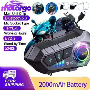 Bluetooth 5,3 гарнитура для шлема, беспроводной комплект громкой связи для звонков, мотоциклетные водонепроницаемые наушники, MP3-плеер, динамик для мотоцикла