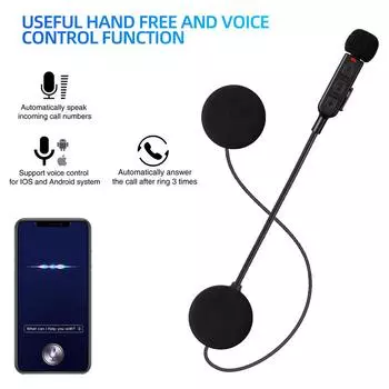 Bluetooth 5.3 гарнитура для шлема мотоцикла беспроводные наушники гарнитура для звонков стерео для мотоциклиста MP3 плеер чёрный