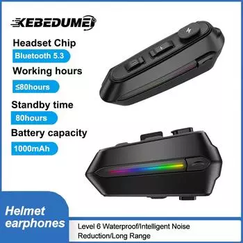 Bluetooth 5.3 гарнитура для шлема мотоцикла беспроводной набор для звонков без помощи рук водонепроницаемые наушники MP3 музыкальный плеер динамик для мотоцикла