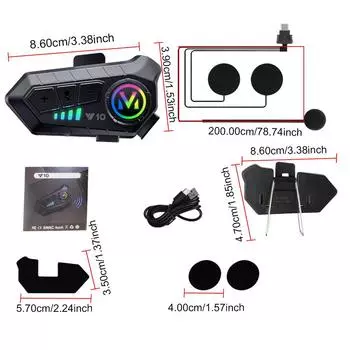 Bluetooth 5.3 Интеллектуальная гарнитура для шлема с шумоподавлением 1000 мАч Беспроводные наушники Наушники громкой связи Музыкальный плеер Динамик Водонепроницаемый для мотоцикла Soft Microphone