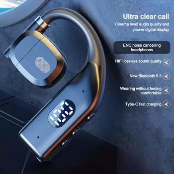 Беспроводные наушники Bluetooth 5.3 со светодиодным дисплеем HiFi стереонаушники с микрофоном гарнитура Handsfree с шумоподавлением