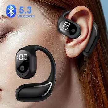 Bluetooth 5,3 наушники с зажимом для ушей Беспроводная гарнитура Hi-Fi стерео наушники с шумоподавлением водонепроницаемые наушники