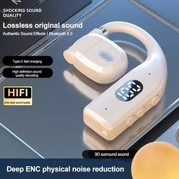 Bluetooth 5.4 беспроводные наушники с ушным крючком наушники Single Ear Business гарнитура с микрофоном Handsfree звонки водонепроницаемые Hifi спортивные наушники со светодиодным дисплеем