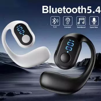 Bluetooth 5.4 Наушники Беспроводные Наушники-Крючки Для Ушей HiFi Стерео Гарнитура С Шумоподавлением Водонепроницаемые Наушники-Вкладыши Для Телефона белый