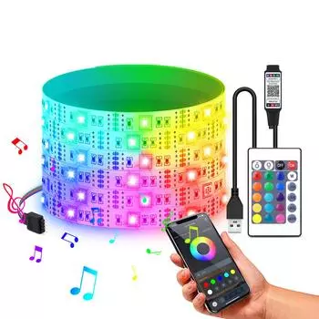 Bluetooth 5V USB светодиодная лента двухслойная медная печатная плата 5050 RGB 30 светодиодов/м гибкая диодная лента для телевизора, кухни, игровой комнаты, декора 1m