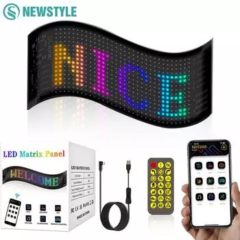 Bluetooth APP Control LED Matrix Panel Night Light DIY Programmable Car Sign Гибкий светодиодный дисплей для магазина, бара отеля
