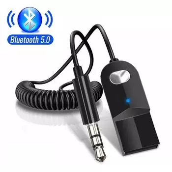 Bluetooth Aux адаптер Dongle USB на разъем 3,5 мм автомобильный аудио Aux Bluetooth 5,0 комплект громкой связи для автомобильного приемника BT передатчик серебряный