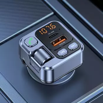 Bluetooth Автомобильный MP3-ресивер, зарядное устройство для прикуривателя, многофункциональный мультимедийный центр с USB-A и USB-C, быстрая зарядка, светодиодный дисплей, беспроводное аудио One Size чёрный