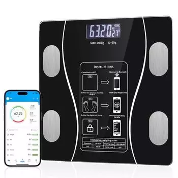 Bluetooth Body Fat Scale Простые и практичные весы Body Fat со светодиодным дисплеем Домашние весы Smart Mode Bath Scale чёрный
