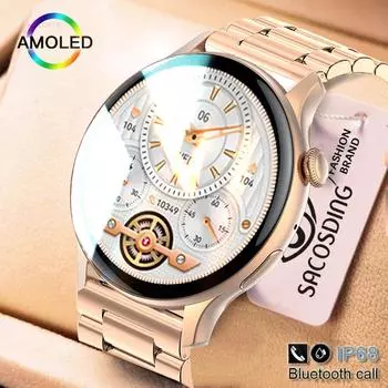 Bluetooth Call Smartwatch Women Smart Watch Women Men Amoled Screen Always Display Clock Sports Watches Женская мода