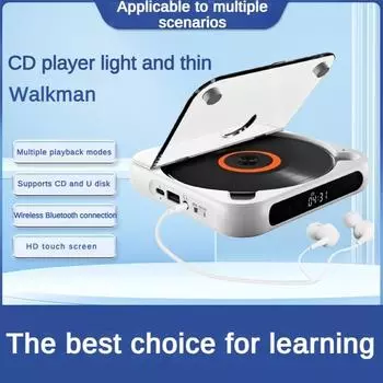 Bluetooth CD-плеер Легкий Walkman Английский прослушивание мини-плеер Домашний динамик Обучающая машина белый