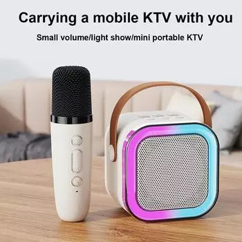 Bluetooth-Compatible Karaoke Speaker Set 4 Sound Modes Portable Home KTV Karaoke Speaker Singing Machine for Home Family Singing белый