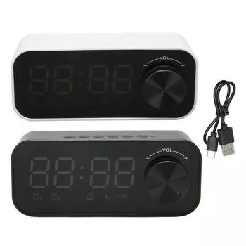Bluetooth-динамик, будильник, радио, цифровой светодиодный дисплей, сабвуфер, мини-зеркало, Bluetooth-динамик, Alar Black