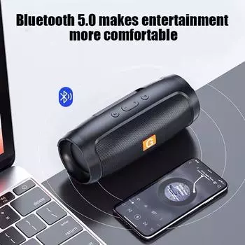 Bluetooth-динамик, двойной стереодинамик, наружное воспроизведение, вещание, портативный сабвуфер, беспроводной динамик, поддержка FM-радио TF чёрный