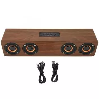 Bluetooth-динамик объемного звучания Hands Free Calling Retro Subwoofer Деревянный беспроводной динамик для ноутбука, мобильного телефона, коричневое древесное зерно Brown Wood Grain