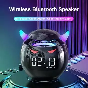 Bluetooth-динамик со светодиодным цифровым будильником, музыкальный плеер, беспроводные часы в форме шара, динамик, мини-динамик, будильник белый