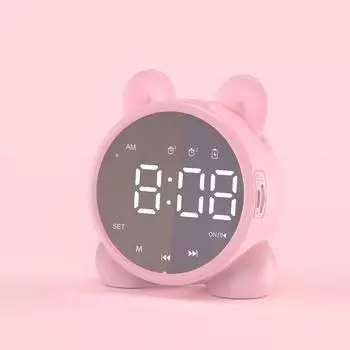 Bluetooth-динамик, светодиодные зеркальные часы, милый будильник, радиокарта, многофункциональный Bluetooth-динамик, портативное FM-радио для студентов, детский подарок белый