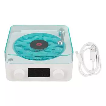 Bluetooth-динамик в стиле проигрывателя с ночником и дисплеем времени 3 в 1 многофункциональный маленький белый