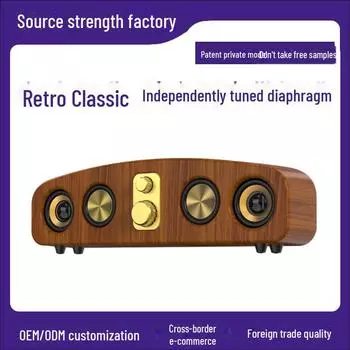 Bluetooth-динамик в стиле ретро с деревянной полоской, глубокими басами, настольным звуком, радио и слотом для карт E-1414 Limited Edition