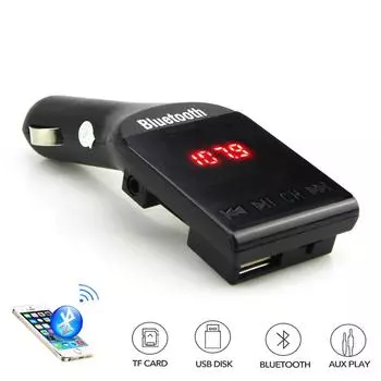 Bluetooth FM-передатчик MP3-плеер Громкая связь Автомобильный комплект Поддержка USB Flash TF Micro SD AUX Аудио Музыка MP3-плееры чёрный