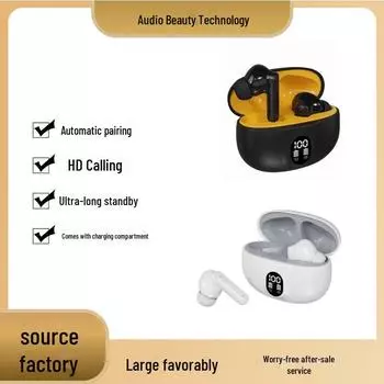 Bluetooth-гарнитура 895B: S510 Двухцветные наушники-вкладыши с цифровым дисплеем и сверхвысоким качеством звука для спорта жёлтый/чёрный