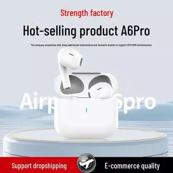 Bluetooth-гарнитура A6Pro: 4-е поколение, шумоподавление, длительное время работы от аккумулятора, внутриканальные наушники, совместимость с Apple A6 Pro белый